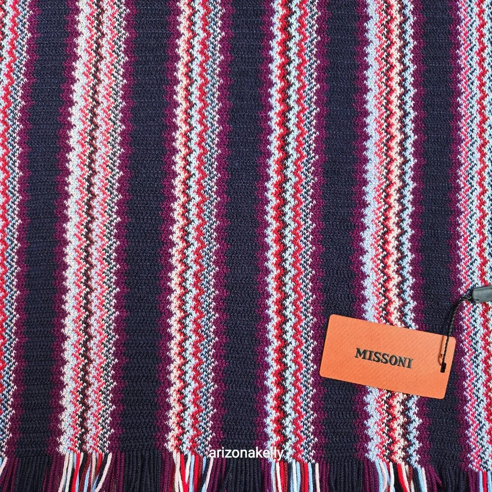 NWT Missoni Zig Zag Scarf Purple Red Blue